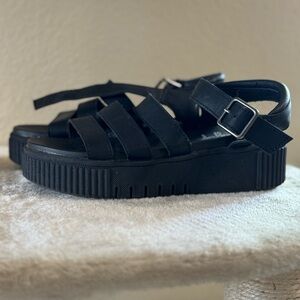 black platform sandals